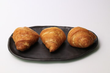 croissant on a Black plate, French Bread