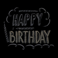 Chalk lettering, Happy birthday, vector illustration