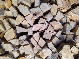 background of dry chopped firewood logs in a pile
