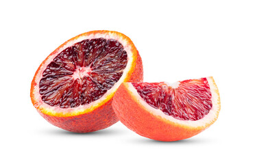 blood oranges on white background.