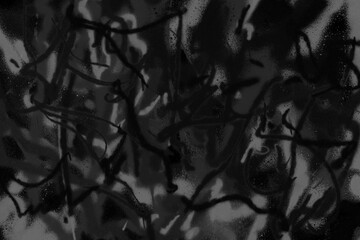 Black spray paint ink texture. Graffiti painting on the wall. Street art and vandalism. Digitally airbrushed paper background.