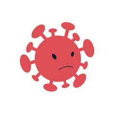 Evil bacteria, virus. The muzzle of the coronavirus COVID-19. Vector drawing in flat style.