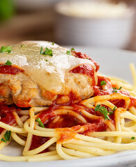 Chicken Parmesan With Spaghetti Pasta