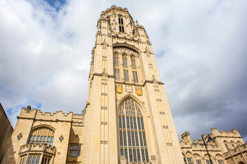The Wills Memorial Building, part of the University of Bristol, at the top of Park Street, Bristol, Uk.