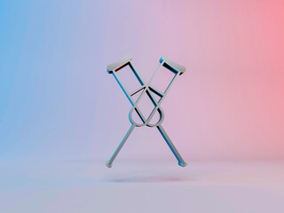 3d illustration, crutches icon on gradient background