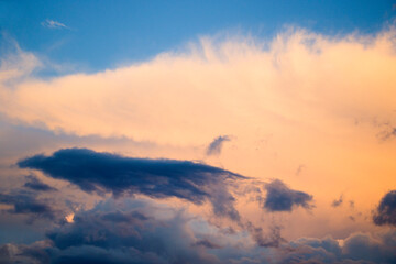 Cloudy sky background, sunset time