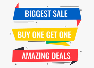memphis style deals and promotional sale banners design