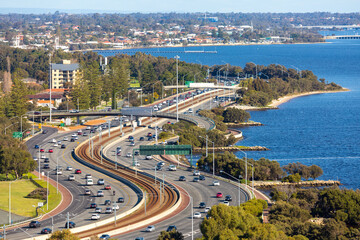 Fototapeta premium Looking down to the Swan River from Kings Park, Perth, Western Australia