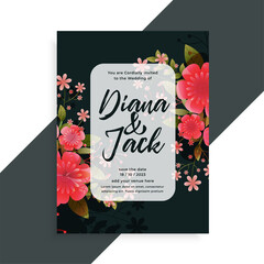 lovely flowers decorative wedding card design template