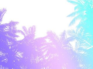 Obraz premium 80s retro style colorful gradient palms silhouette background. 3d rendered image.