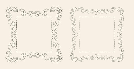 floral style decorative vintage frame background set