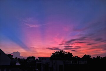 Romantic Sunset, blue and pink sky