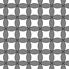 Color figures tessellation background. Image with oval and quadrangular shapes. Ethnic mosaic tiles motif. Seamless surface pattern design with interlocking circles ornament. Oriental composition.