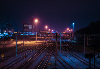 station at night