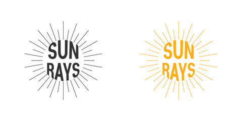Sun logo vector icons. Sun rays logo. Sun rays text. Vector illustration