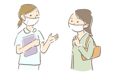 young woman talking to a nurse