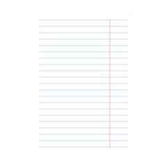 A4 notebook sheet with horizontal linear pattern isolated on white background. Vector illustration
