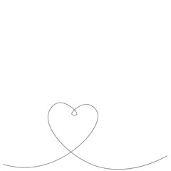 Heart love background one line drawing, vector illustration