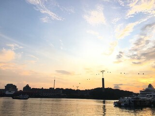 sunset over the river