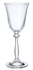 Empty champagne glass isolated on white background