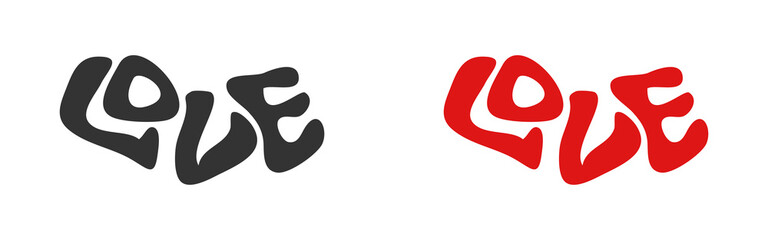 Love slogan. Word Love. Lettering for greeting card, poster or banner. Valentines day. Vector illustration