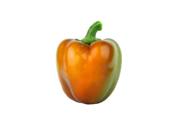Red and green raw bell pepper, white background