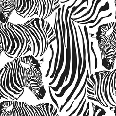 Fototapeta na wymiar Contemporary zebra seamless patter. Black and White Fabric Pattern Design. Illustration of seamless zebra pattern, vector