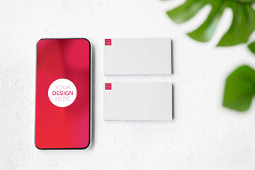 Devices or gadgets with copyspace for ad - mockup, digital concept. Office or co-working location with highly digital workplace with floating card and phone. Online work, shopping, service concept.