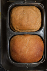 Homemade bread is baked in a bread maker