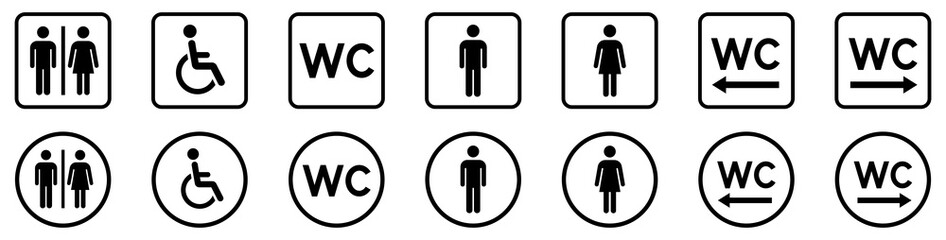 Privies icons. WC sign. Toilet sign set. Vector illustration