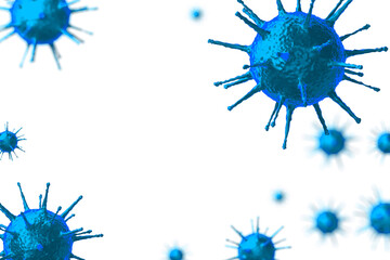 Coronavirus, Covid-19, SARS-CoV-2 virus cells - 3D illustration