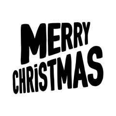 Merry Christmas ink lettering. Isolated text illustration on white background. Can be used for winter holidays designs, prints, cards, wrapping. Vector stock image.
