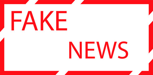 stamp with cuts in red with the inscription inside fake news