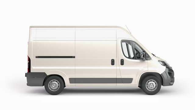 White Delivery Van Icon 3d render on white
