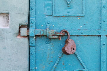old rusty lock on the door