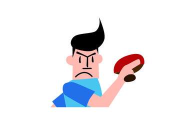 卓球選手のスイング後の上半身アップ