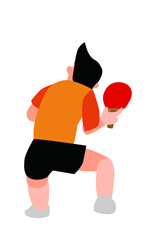 卓球選手サーブの後ろ姿