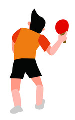 卓球選手サーブの後ろ姿