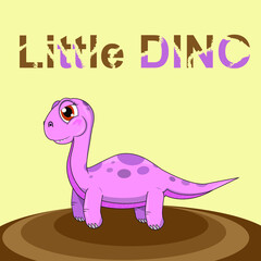 Cute pink dinosaur in vector