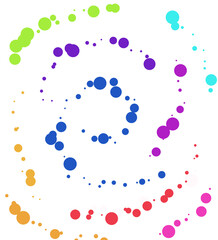 Illustration spots brush watercolour freehand, colourful on a white background