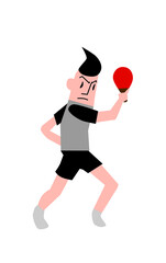 卓球選手がラケットを振り切った後