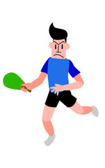 卓球選手がボールを追いかけている