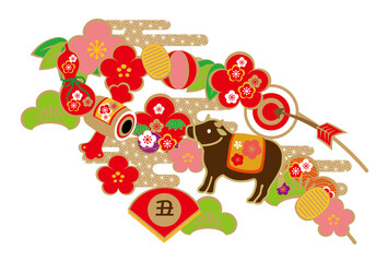 2021年　丑年の年賀状背景素材