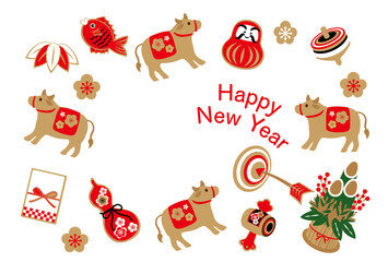 2021年　丑年の年賀状背景素材