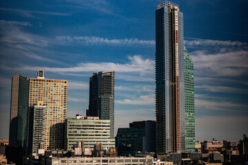 city skyline at dusk