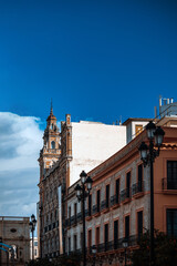 Street view of downtown in Seville city, Spain