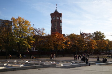 Red Town Hall (Rotes Rathaus) on Alexanderplatz square, Berlin, Germany