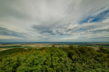 
wide angle photo over the city of Wrocław in the mountains