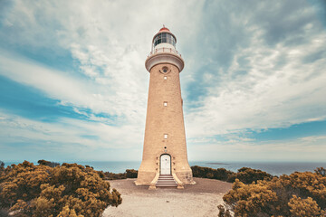 Fototapeta na wymiar Iconic Cape Du Couedic Lighthouse on Kangaroo Island, Flinders Chase national park, South Australia