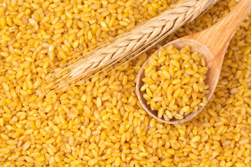 Bulgur wheat background. bulgur wheat texture. top view